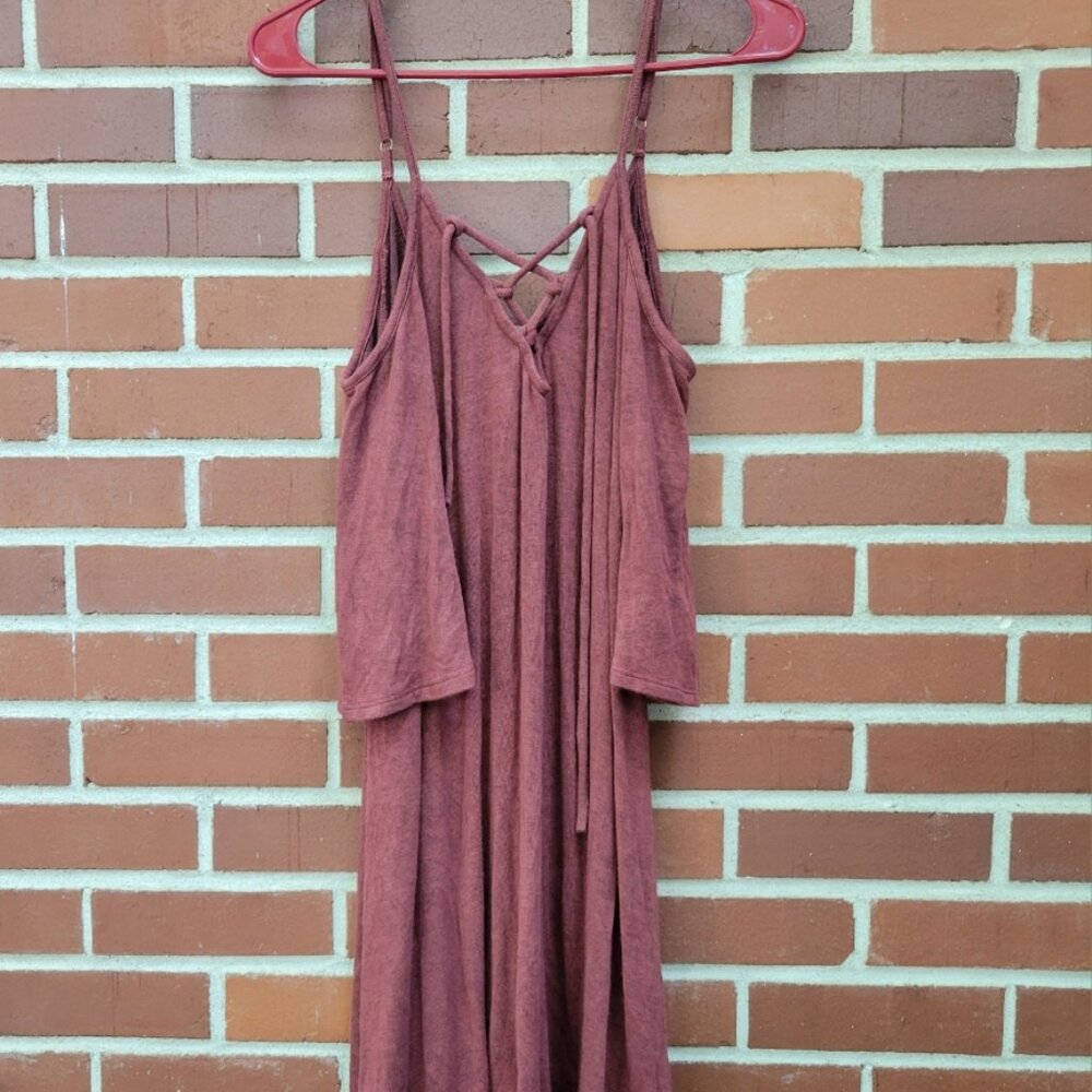 Dainty Hooligan Rust Colored Cold Shoulder Dress - Size S